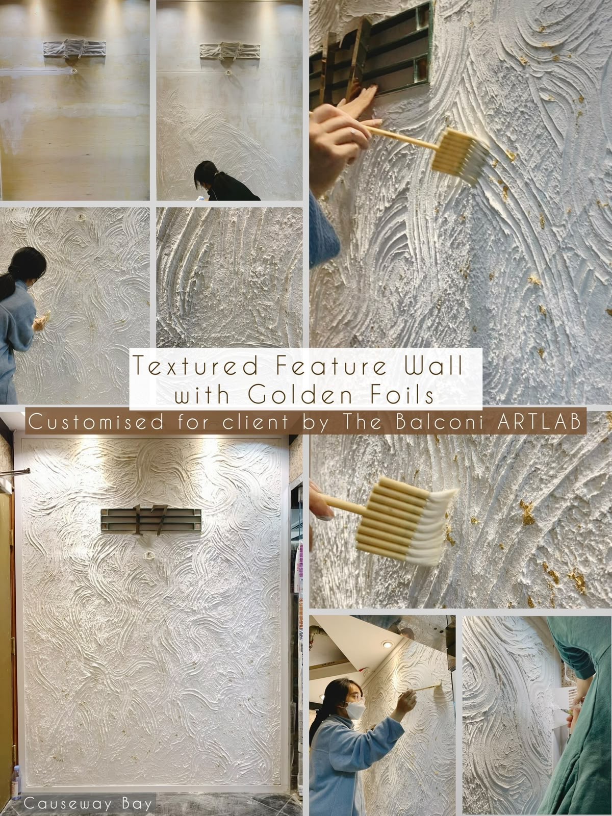 Hand-painted Gloden foils mural in a boutique